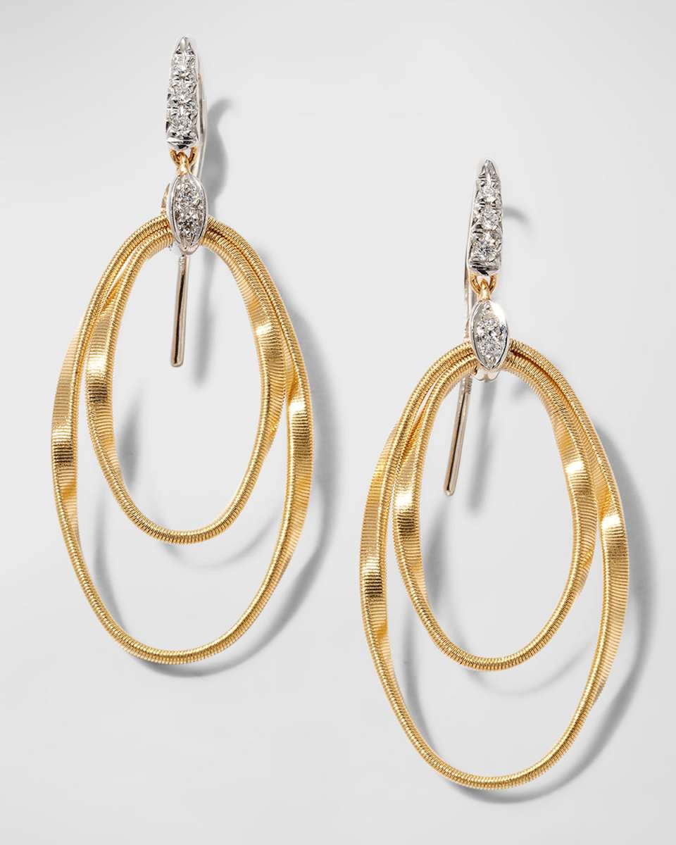 18K Gold Marrakech Onde Double Concentric Hook Earrings with White Diamond